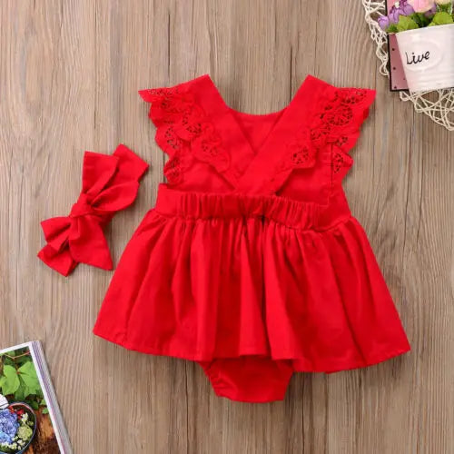 New Arrival 2pcs Red Flower Baby Clothing