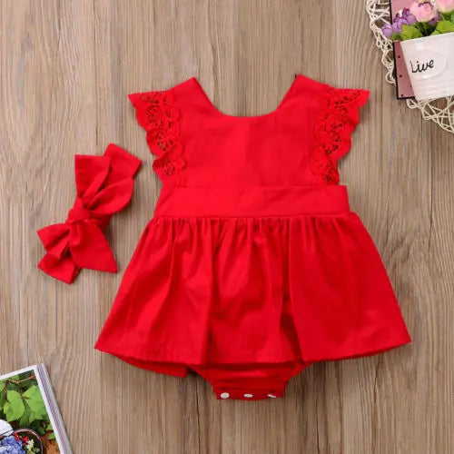 New Arrival 2pcs Red Flower Baby Clothing